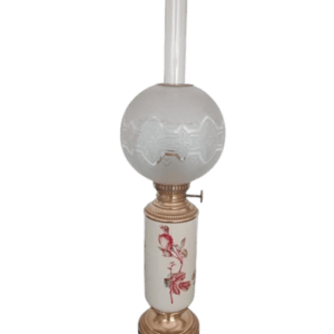 lampe à pétrole faïence et laiton