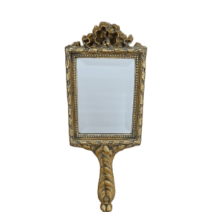 miroir à main en bois doré et sculpté