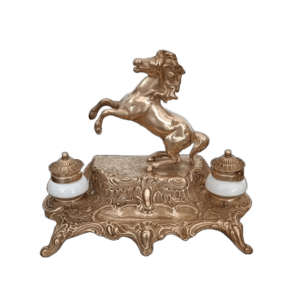 encrier signé auguste bossu en régule doré