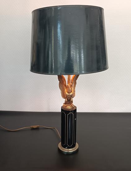 lampe en bois laqué et métal doré de style empire