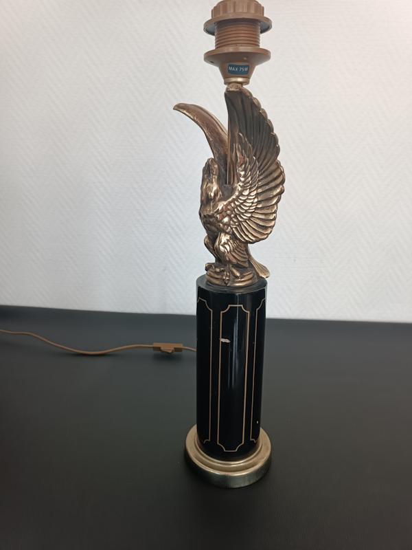 lampe en bois laqué et métal doré de style empire