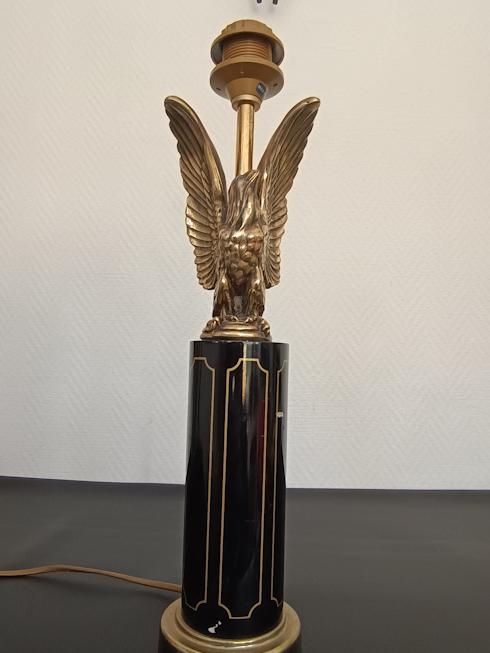 lampe en bois laqué et métal doré de style empire