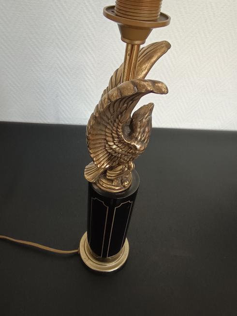 lampe en bois laqué et métal doré de style empire