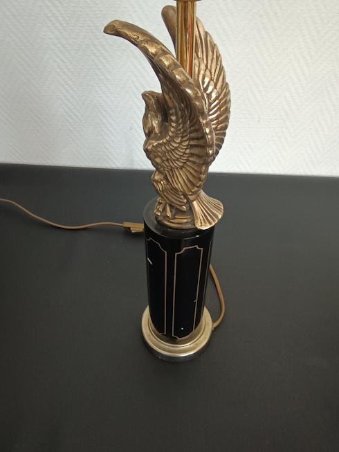 lampe en bois laqué et métal doré de style empire