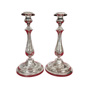 christofle paire de flambeaux en métal argenté