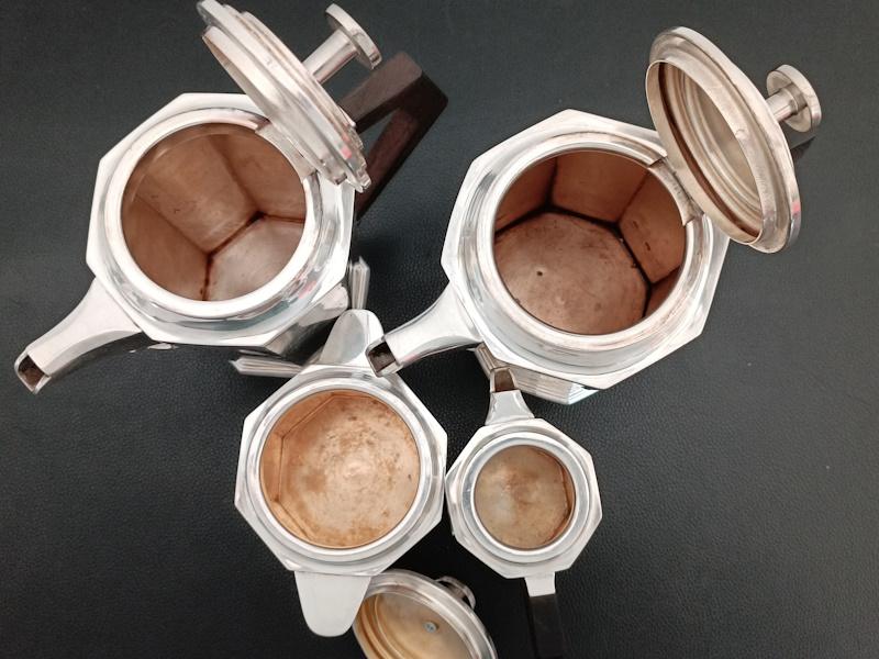 service à café art déco en métal argenté