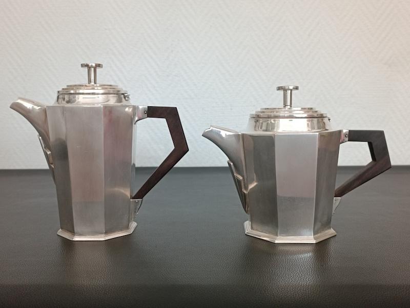service à café art déco en métal argenté