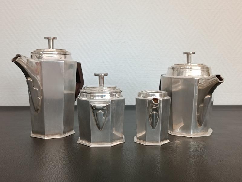 service à café art déco en métal argenté