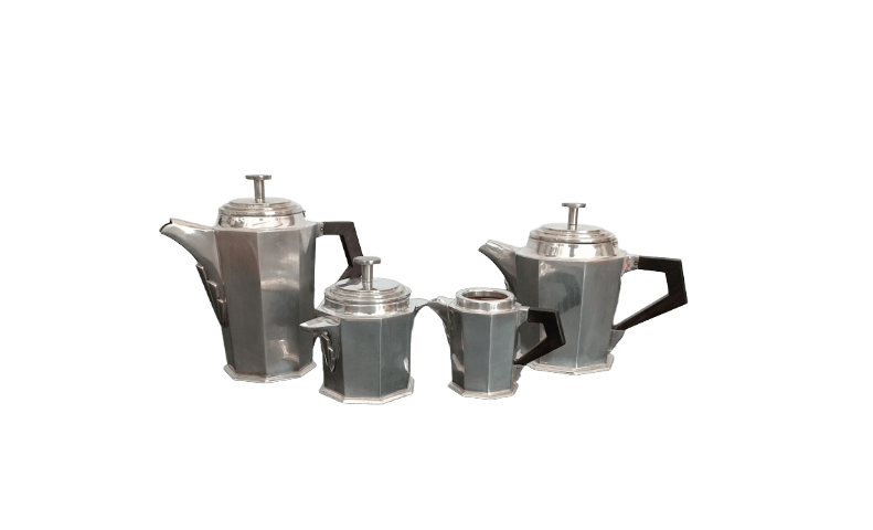 service à café art déco en métal argenté