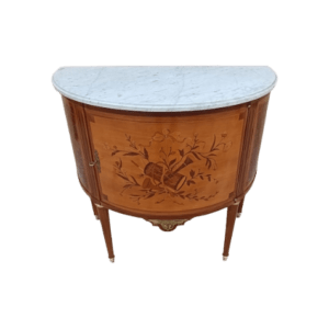 meuble demi lune en marqueterie de style louis xvi