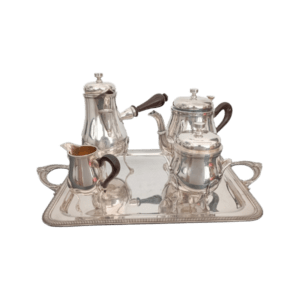 service à café et thé en métal argenté 5 pièces