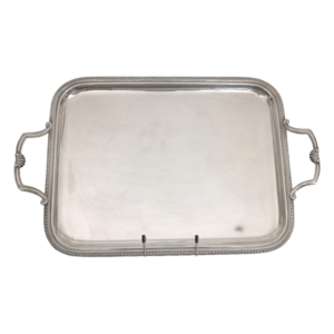 plateau à anses en métal argenté