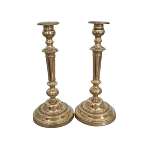 2 bougeoirs en laiton massif de style directoire