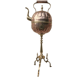 théière orientale sur pied en cuivre et laiton h103cm