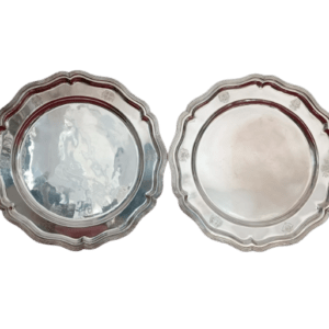 2 grands plats de présentation ronds Ø52 cm de style louis xv