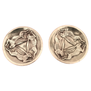 paire de coupelles en bronze "trois lièvres" Ø 12cm