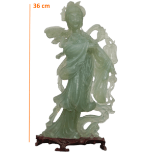 grande statuette immortelle chinoise pierre sculptée ajourée h.36cm